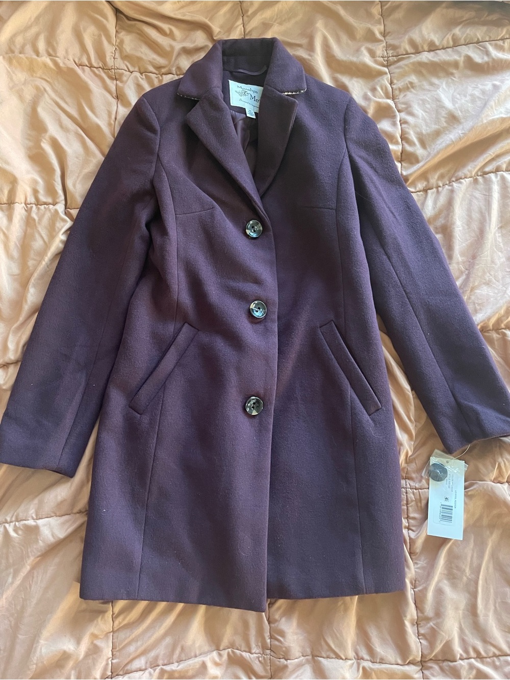 Plum Single-Breasted Coat XS